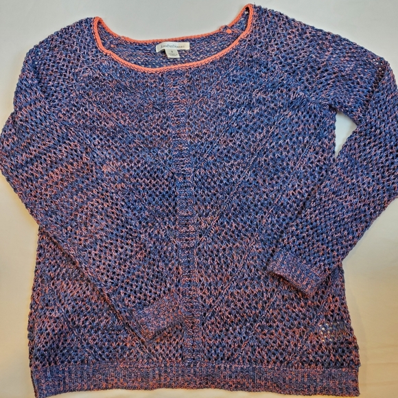 Womens John Paul Richard Loose Knit Sweater Blue Pink Round Neck Size S - Picture 3 of 6